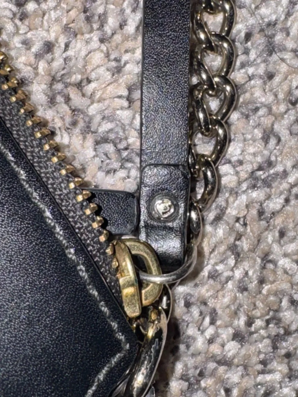 Kate Spade Black Leather Bow Shoulder Bag Crossbody Gold Chain Minimal Chic